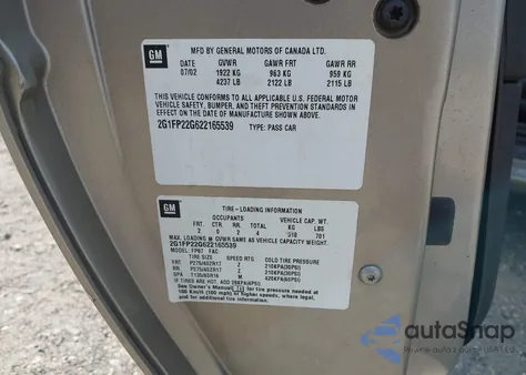 2002 Chevrolet Camaro Z28 из США, поврежденный, VIN 2G1FP22G622165539